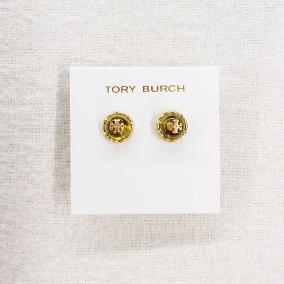 Tory Burch Roxanne Circle Stud Earrings Rolled Brass/Gold OS - Picture 12 of 12